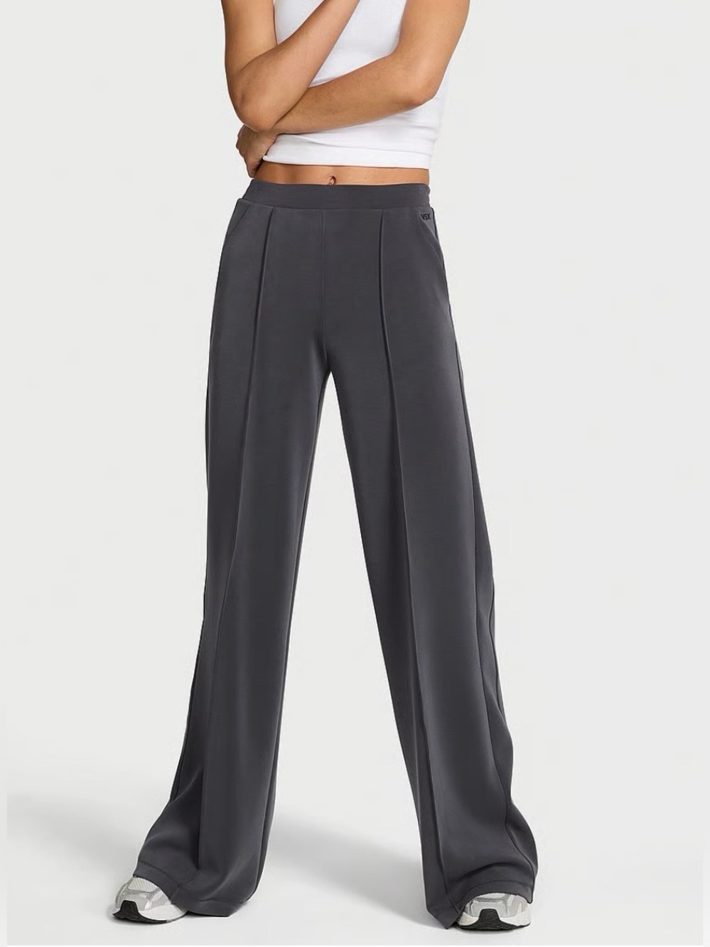 VICTORIA'S SECRET VSX Featherweight Sandwashed Jersey Wide-Leg Pant Charcoal LG